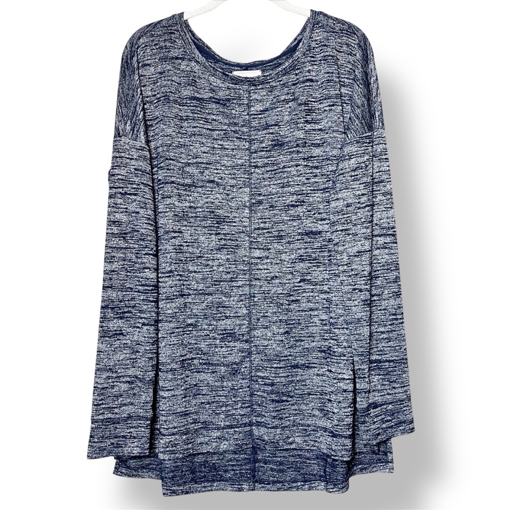 Lou & Grey Stretch Jersey Knit Long Sleeve T-shirt Large navy‎ blue tee top